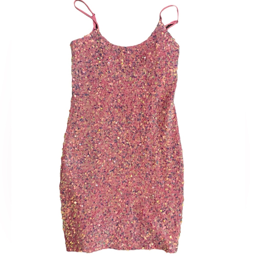 Lucy in the Sky Glittering Mauve Mini Dress - Picture 2 of 5
